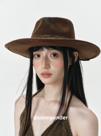 时髦秋冬美拉德色系牛仔爵士顶帽子女街头春秋时尚复古大檐礼帽潮