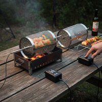 Rolling BBQ Grill Basket Rotisserie Smoker Cage for Outdoor Grilling