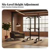 1 Freestanding Pull-up Bar Pull-up and Dip Station Multi-function Strength Tower Workout Station Sturdy Steel Frame Anti-slip Footings Suitable for Adults Home Exercise Personal Workout Area