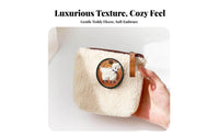 Soft Teddy Fleece Embroidered Sheep Coin Purse Mini Size Lamb Embroidered Coin Purse Compact for Women, Girls, Daily Use, Travel, Shopping