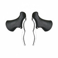 2 Pieces Lightweight Road Bike Brake Levers Sturdy Aluminum Alloy Brake Handles Ergonomic Design Drop Bar Handbrakes Grippy Rubber Hoods for Track Cycling, Racing