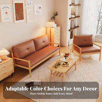 Nordic Design 2-Seater Wooden Frame Settee Japanese Aesthetic Loveseat Space-Saving Couch Minimalist aesthetic for Small Apartment Dwellers, Homeowners, Office Professionals, Living Room, Bedroom, Reception Area