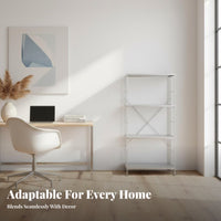 Adjustable Shelves Multi-Tier Etagere Freestanding Geometric Unobstructed-Shelf Unit Sturdy Construction Bookcase Versatile Use for Book Lovers, Homeowners, Office Workers, Study Room, Bedroom, Apartment