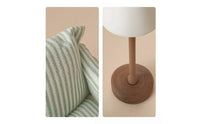 Dollhouse Sofa with Lamp Striped Dollhouse Sofa with Pillow Textile Miniature Couch for Tabletop Display
