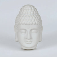 Matte White Ceramic Buddha Head Easy to Clean Buddha Head Statue Simple Bust Sculpted for Desk