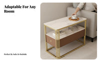 Nightstand with Drawer and Shelf Sintered Stone Top Nightstand with Drawers Modern Design Side Cabinet for Students, Adults, Bedroom, Hallway, Nursery