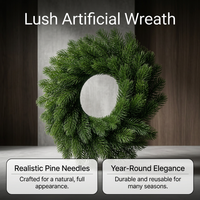 Artificial Christmas Wreath for Front Door, Realistic Festive Holiday Wreath with Red Berries, Indoor Outdoor Seasonal Decor for Entryway