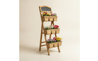 Wooden Flower Stand with Planter Boxes Rustic Wooden Ladder Planter Distressed Display Shelf for Gardeners, Patio