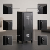 Desktop Storage Cabinet Metal Mini Locker Cabinet with Single Door Compact Narrow for Office, Vanity