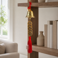 Hanging Small Brass Bells, Decorative Vintage 12cm Chime, Home Decoration Festival Wall Hanging Bells, Aged Brass Material