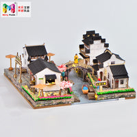 DIY Chinese Style Wooden House Model Kit, Huizhou Architecture Street Scene