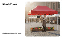 Portable Market Stall Canopy Rainproof Instant-Setup up Canopy Foldable Portable Outdoor Shelter for Street Vendors, Event Organizers, Events, Parties