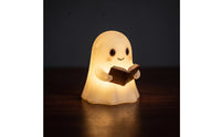 Warm Glow Ghost Night Light with Book Whimsical Halloween Night Light Glowing Ornament Seasonal for Children