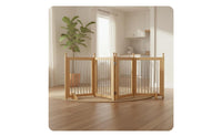 Foldable Pet Fence Solid Wood Frame Freestanding Foldable Fence Installation Freestanding Dog Gate for Balcony, Doorways, Stairways