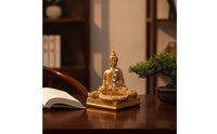 Meditative Buddha Statue with Gems Resin Buddha Figurine Compact Tabletop Statue Indoor for Entryway