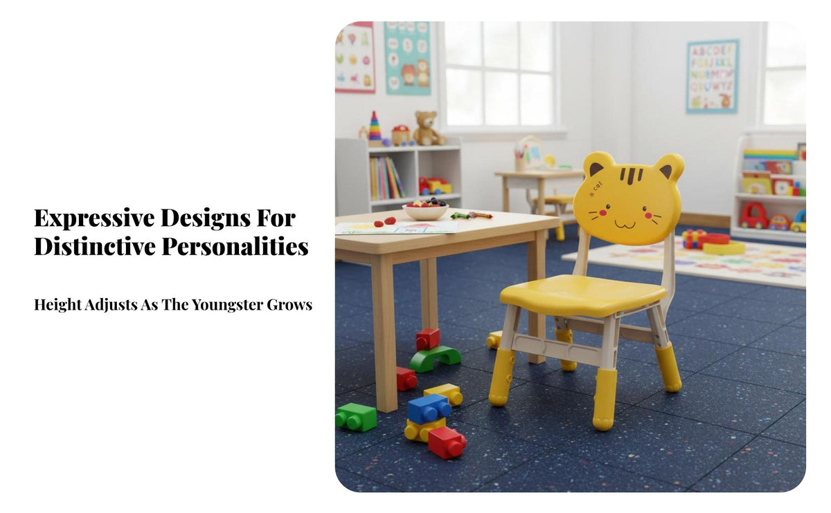 Thickened long-lasting Adjustable Height Plastic Chair Cartoon Design Adjustable Leg child's Chair Easy to Clean kids' Furniture Ergonomic Backrest for Preschoolers, young children, Daycare Providers, Kindergarten, Classroom, Playroom, Study Corner