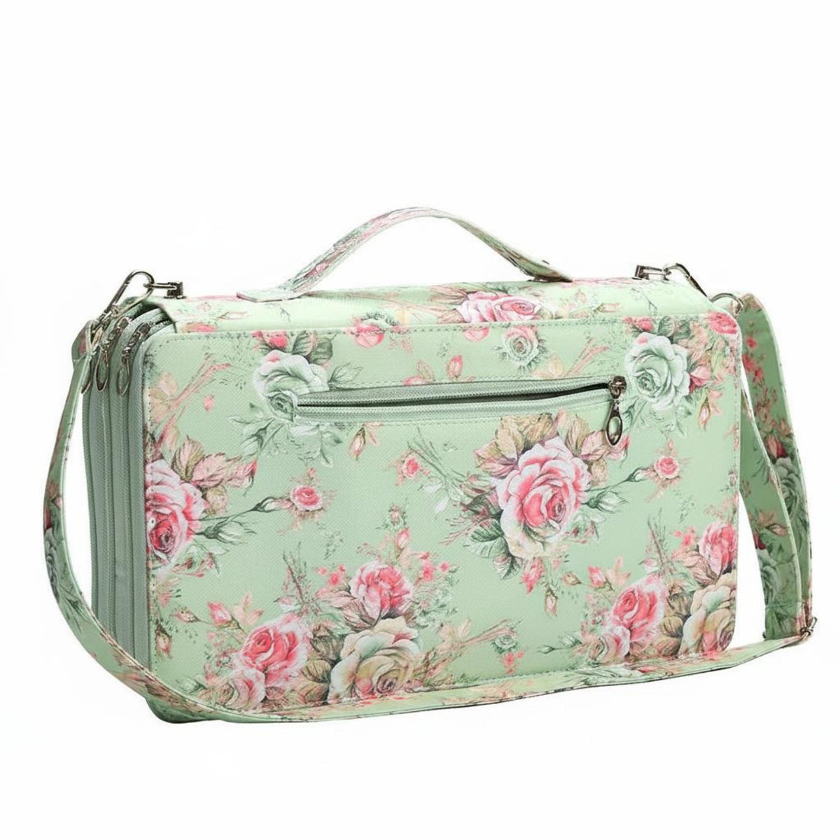 120 Slot Pencil Case Zipper Closure Floral Print Art Supply Organizer Easy to Clean Large Capacity Marker Bag for Artists, Travel