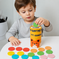 Wooden Shape Sorter, Color Sorter Sorting Cylinder for 4-6 Years, 10×10×16.5cm Multi-Color