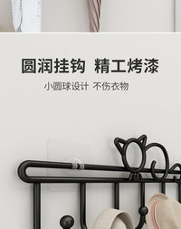门口壁挂墙上衣帽架帽子外套挂衣服架卧室挂免打孔家用收纳挂包架 可爱松鼠-黑【可钉可粘-壁挂衣帽