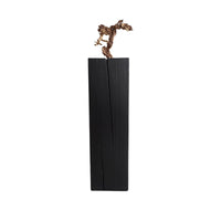 Charred Wood Plinth Natural Simplicity Aesthetic Pedestal Stand Carbonized Finish Multi-Functional for Homeowners, Guesthouse