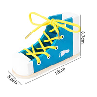 Hands-on Shoe Lacing Practice Toy Fine Motor Skills Wooden Lacing Shoe Hand-Eye Coordination Lace Tying Board for Children