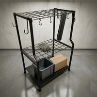 exposedFrame Garden Tool Rack Perforated Tray Garden Storage Rack Indoor Outdoor Use Rake Holder Large Capacity