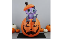 Outdoor Cat in Pumpkin Inflatable Easy to Inflate Inflatable Cat with Pumpkin Festive Yard Decoration Playful for Lawn, Garden, Porch