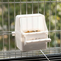 Bird Feeder Food Cup and Water Cup Bird Food Dispenser with Lid, Inner Hanging Bowl Hook for Parrot Feeder, Cockatiel and Budgie Cage Accessory