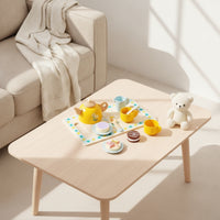 Wooden Tea Set with Tray Natural Tea Party Set with Dessert Pieces Toy Playful Smooth for Children, Playroom, Preschool