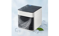 Compact Mini Evaporative Cooler Water Reservoir Desktop Evaporative Cooler Ice Compatible Cooling Humidifier Louvered Outlet