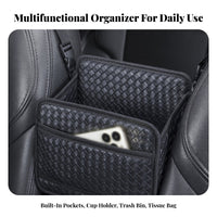 Multi-Pocket Design Between-Seat Car Organizer Large Capacity Leather Car Seat Organizer Easy Installation for Women, Family Travel
