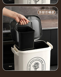 Kitchen Trash Can with Foot Pedal, Large Capacity, Wet/Dry Separation, Tall