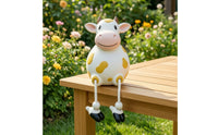 Cow Figurine Decorative Cow Statue Figurine with Dangling Legs Farmhouse Decor Garden for Gardeners, Tabletop, Fence