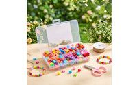 Colorful Bead Kit with Case Acrylic Jewelry Making Kit with Beads Elastic DIY Bead Set Allcomplete for Classrooms