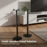 2 Pieces Auxiliary Speaker Floor Stand Stable Round Base Surround Sound Speaker Quick Assembly Home Theater Equipment for Living Room