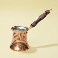 Handmade Turkish Cezve Tin-Lined Hammered Cezve Pouring Lip Copper Ibrik Stovetop Safe for over a Flame