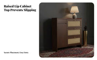 Retro Design Rattan Tip-out Shoe Cabinet Unrestricted Standing Storage Furniture Space-Saving Design Large Capacity for Homeowners, Apartment Dwellers, Families, Entryway, Hallway, Mudroom, Living Room