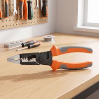 Multifunctional Electric Wire Stripper Plier Two-Tone Grips Wire Stripper Plier Spring-Loaded Stripping Pliers Steel Body for Electricians, Electrical Work