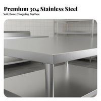 Stainless Steel Work Table Sturdy Commercial Kitchen Prep Table Easy to Clean Heavy Duty Food Prep Station for Chefs, Home Cooks, Bar, Pantry, Garage