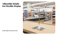 Cross-Shaped Poster Stand Stainless Steel Construction Cross-Shaped Poster Holder Movable Clips Tabletop Display Stand for Retailers, Supermarkets