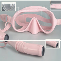 Tempered Glass Snorkeling Mask with Snorkel Wide-View Mask and Snorkel Set Clear Lens Water Sports Gear Silicone for Snorkelers, Travelers, Beach Trips, Pool Practice