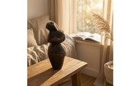 Wood Vase Geometric Wooden Vase Abstract Vessel for Shelf