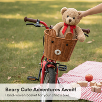 Kids' Woven Bicycle Basket - Retro Style Front Handlebar Storage for Balance Bikes & Scooters