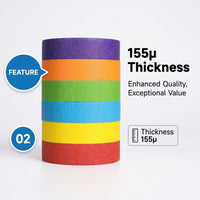 Colored Masking Tape Rolls Set for Artists, Wide Japanese Washi for Bible Journaling, Craft DIY Projects 1/2 Inch