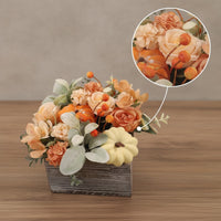 Artificial Flowers in Wooden Box Farmhouse Artificial Flower Arrangement Full
