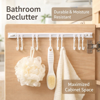 Cabinet Sliding Rail Organizer for Bedroom and Kitchen Storage, Space Saving No Drill S Hook with Removable Wall