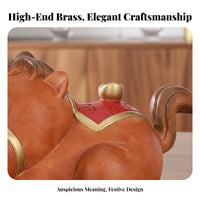 Brass Horse Statue Good Fortune Symbol Prosperity Horse Sculpture Ideal Gift Solid Brass Animal Figure for Collectors, Adults, Living Room, Home