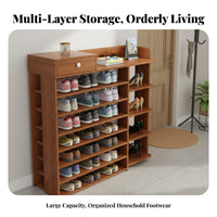 Multi-Layer Shoe Rack Space Saving Multi-Tier Shoe Storage Unit Wood Grain Finish for Families, Homeowners, Hallway, Bedroom, Living Room