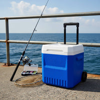 Wheeled Insulated Container Keeps Food Fresh Insulated Chiller Chest Easy to Move Portable Ice Chest for Outdoor Fishing, Car Travel