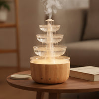 Compact Fountain Humidifier Glowing Desktop Humidifier Quiet Tabletop Aroma Dispenser High-Frequency for Office Workers, Bedroom, Living Room